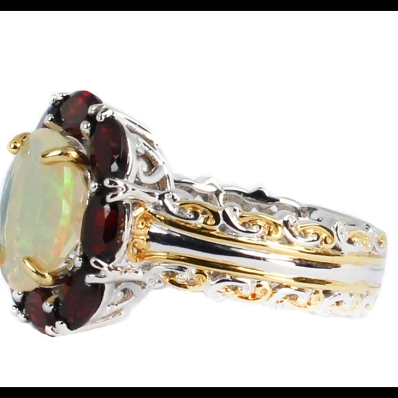 🌹NWT! Incredible Gems En Vogue Opal & Garnet Ring - Picture 3 of 16